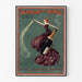 Plakat vintage Woman and Wine, Princess’s Theatre, w cienkiej ramie na jasnej ścianie.
