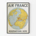 Plakat vintage Air France Mapa rezerwacji lotów
