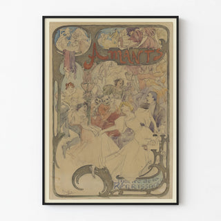 amants-maquette-daffiche-hommes-et-femme-entourant-des-musiciens