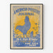 Vintageowy plakat American Poultry Journal z kogutem o wschodzie słońca