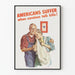 Plakat vintage z amerykańskiej kampanii uświadamiającej „Amerykanie cierpią”