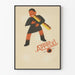Plakat vintage Appetyl - Zabawa ilustracja z dzieckiem i bagietką