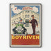 Plakat reklamowy vintage Boyriven 1931 samochód i budynek styl Art déco