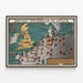 Plakat vintage mapa brytyjska „Brytania – główny atak” — oprawiony obraz na ścianie