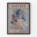 Vintage plakat dekoracyjny „Brother” z portretem kobiety i czerwonymi różami