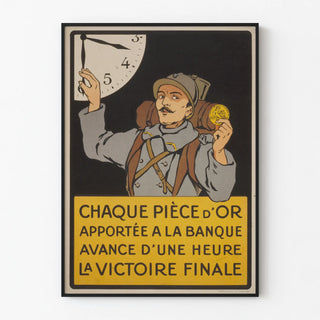Plakat vintage wojskowy - Moneta złota i ostateczne zwycięstwo