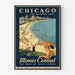 Plakat Vintage Chicago - Miasto Wakacji - Dekoracja Ścienna Retro