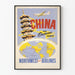 Plakat vintage Chiny Trasa lądowa Northwest Orient Airlines