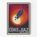 Reklamowy plakat vintage Coca-Cola z ekonomicznym gazem cieplnym