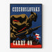 Plakat vintage 'Czechoslovaks Carry On' - Patriotyczna dekoracja ścienna