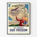 Plakat vintage patriotyczny „Daddy Helps Build Them” ochrona wolności