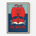Plakat vintage Die Woche z czerwonym statkiem na niebieskim tle