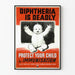 Plakat vintage zapobieganie błonicy i immunizacji dzieci