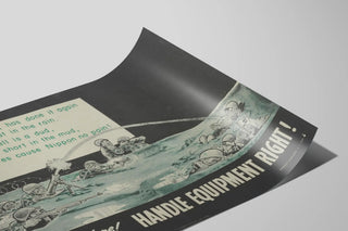 Plakat ścienny vintage militarystyczny „Nie bądź głupkiem – obsługuj sprzęt poprawnie” — widok dzieła