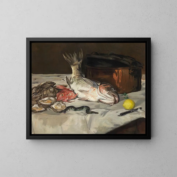 Martwa natura z rybami - Édouard Manet — oprawiony obraz na ścianie