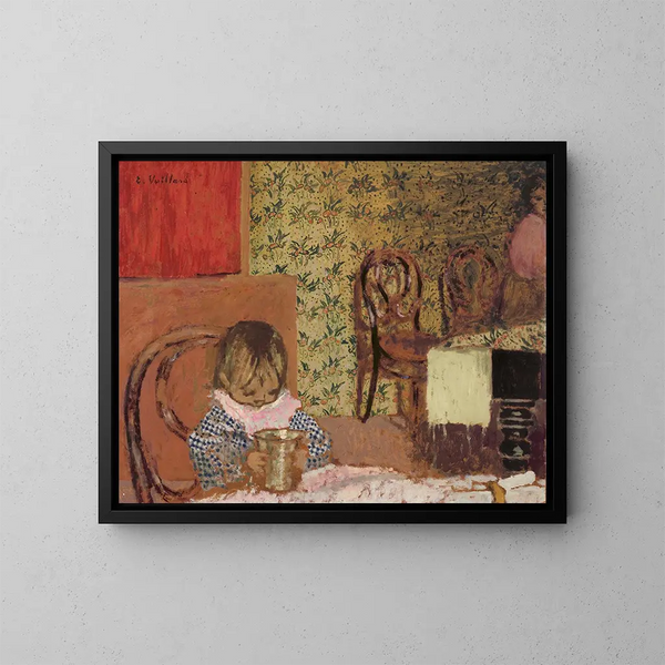 Dziecko z kubkiem - Édouard Vuillard — oprawiony obraz na ścianie