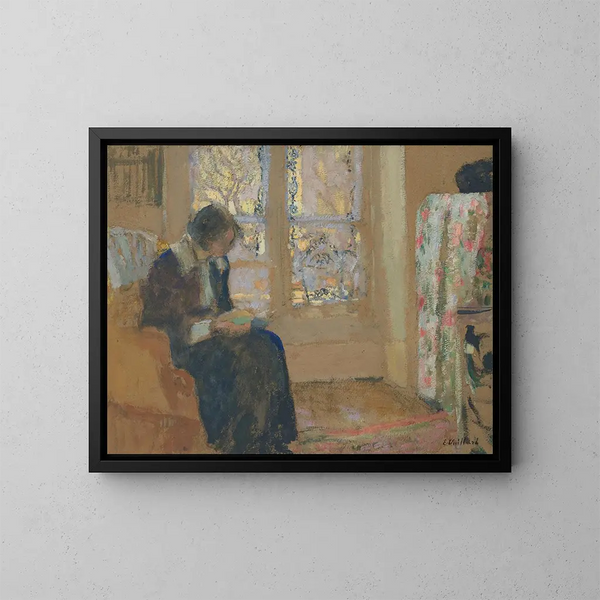 Młoda kobieta czytająca - Édouard Vuillard — oprawiony obraz na ścianie