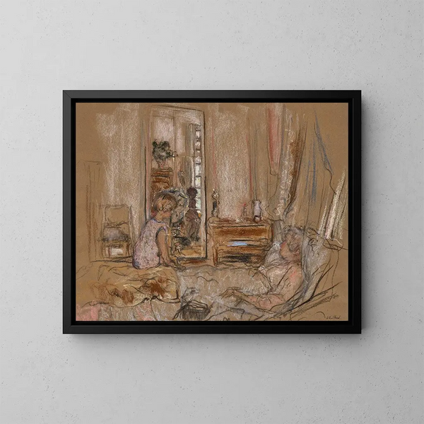 Lulu przy łóżku pani Hessel w zamku Clayes - Édouard Vuillard — oprawiony obraz na ścianie