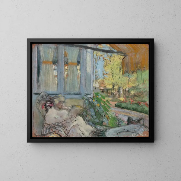 Madame Hessel czytająca na tarasie Clos Cézanne - Édouard Vuillard — oprawiony obraz na ścianie