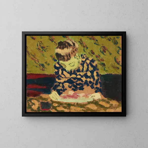 Marie pochyla się nad swoim dziełem - Édouard Vuillard — oprawiony obraz na ścianie