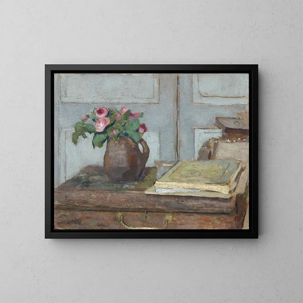 Artystyczny skrzynki na farby dla artystów i róż z pianki - Édouard Vuillard — oprawiony obraz na ścianie