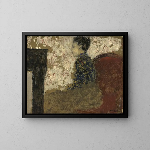 Kobieta siedząca w kącie przy kominku - Édouard Vuillard — oprawiony obraz na ścianie