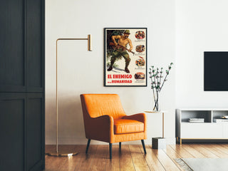 Plakat vintage propagandy wojskowej „El Enemigo de la Humanidad”