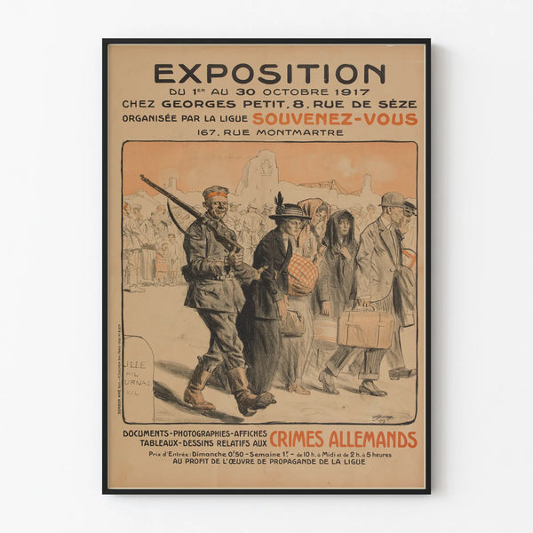 Historyczny plakat wystawowy o niemieckich zbrodniach z 1917 roku – dekoracja ścienna