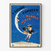 Plakat vintage For Heaven's Sake na tle niebieskiego księżyca