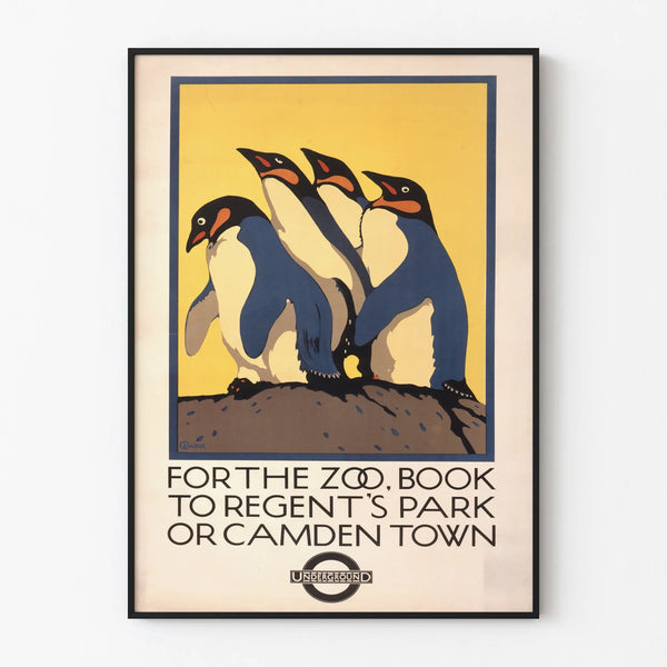 Plakat vintage pingwinów do dekoracji ściennej z motywem zwierzęcym
