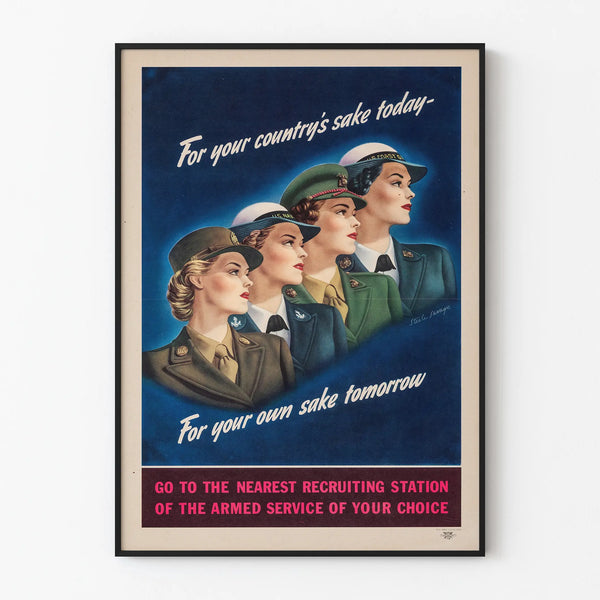 Wintage plakat rekrutacji wojskowej dla kobiet do dekoracji ściennej