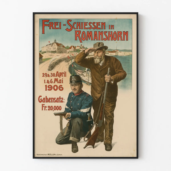 Plakat vintage z wolnej strzelanki w Romanshorn 1906