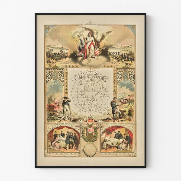 Plakat vintage z certyfikatem członkostwa GAR do dekoracji ścian historycznych
