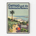 Plakat vintage Genua i Riwiera Włoska do dekoracji ścian