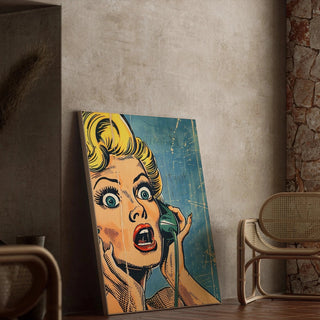Plakat Pop Art - Niespodzianka przy telefonie