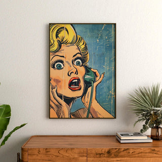 Plakat Pop Art - Niespodzianka przy telefonie