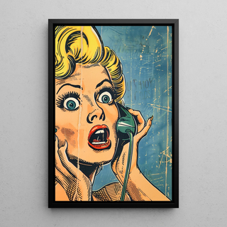 Plakat Pop Art - Niespodzianka przy telefonie