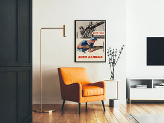 Plakat vintage militarystyczny „Give 'Em Both Barrels” – dekoracja ścienna retro