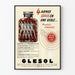 Plakat reklamowy vintage Glesol - Dekoracja ścienna w stylu retro zdrowie