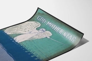 Plakat vintage God Mother Near do dekoracji ściennych