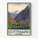Plakat vintage Gotthard Suisse do dekoracji ściennej