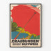 Plakat vintage Graubünden Rhaetische Bahnen Suisse - Vintage'owa dekoracja ścienna