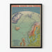 Plakat vintage Hamburg-Amerika Linie - Mapa rejsów po północnej Europie