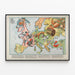Plakat Karykaturalna mapa Europy, psy, wojna 1914 — oprawiony obraz na ścianie