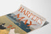 Plakat vintage Harper's May z kogutami na tle wiejskim