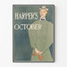 Plakat vintage Harper's October z elegancką sylwetką kobiecą