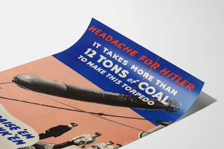 Plakat propagandowy wojskowy Torpeda i Węgiel
