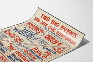 Plakat vintage wydarzenie teatr i taniec San Jose Civic Auditorium