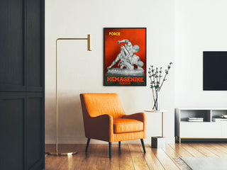 Plakat vintage z hemagreginą Giraud Force Sculpture antyczny