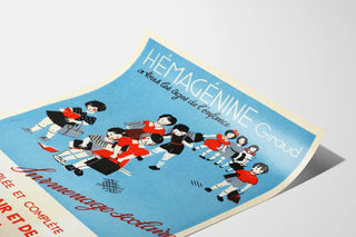 Plakat vintage Hémagénine Giraud - Retro dekoracja ścienna do szkoły